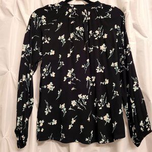 J CREW LONG SLEEVE DRAPEY POPOVER SHIRT IN FLORAL PRINT